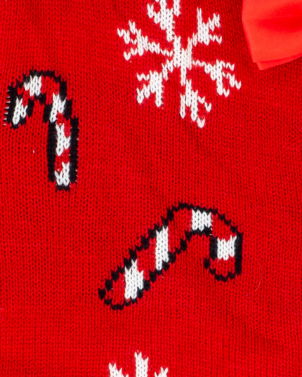 Pull moche à boutons pour femmes avec motifs de cannes de Noël et de flocons de neige