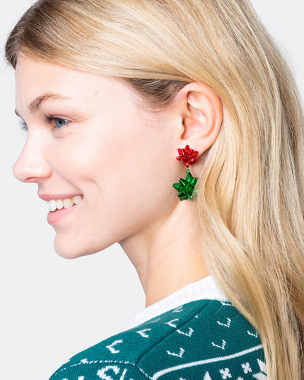Boucles d'oreilles ruban de Noël