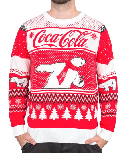 Pull de Noël moche Coca-Cola Ours Polaires Arbres pour hommes