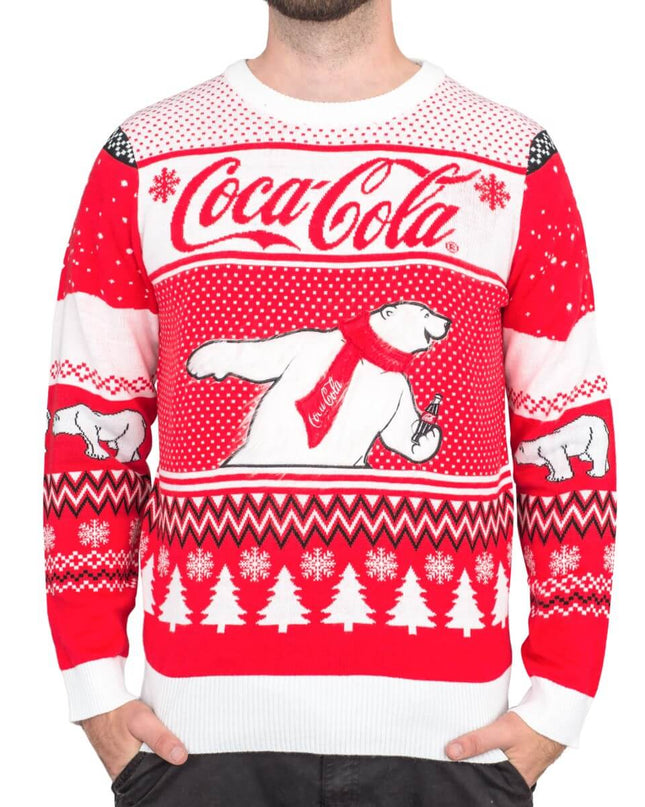 Pull de Noël moche Coca-Cola Ours Polaires Arbres pour hommes
