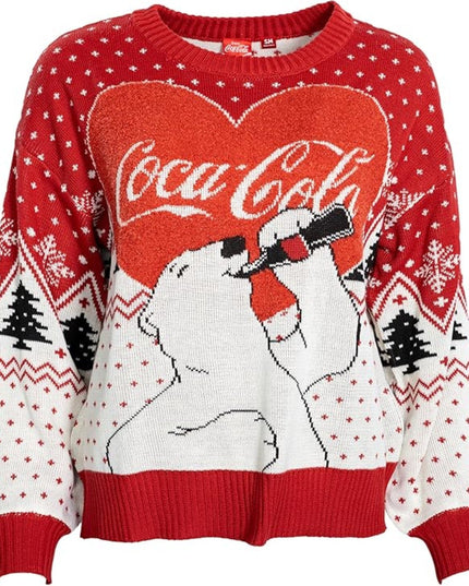 Pull de Noël moche pour femme Coca-Cola avec ours polaire en forme de cœur