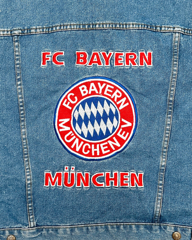 Veste en jean vintage FC Bayern München | Équipement de ventilateur élégant