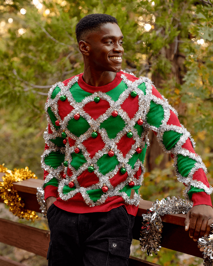 Men's Tacky Tinsel Ugly Christmas Sweater