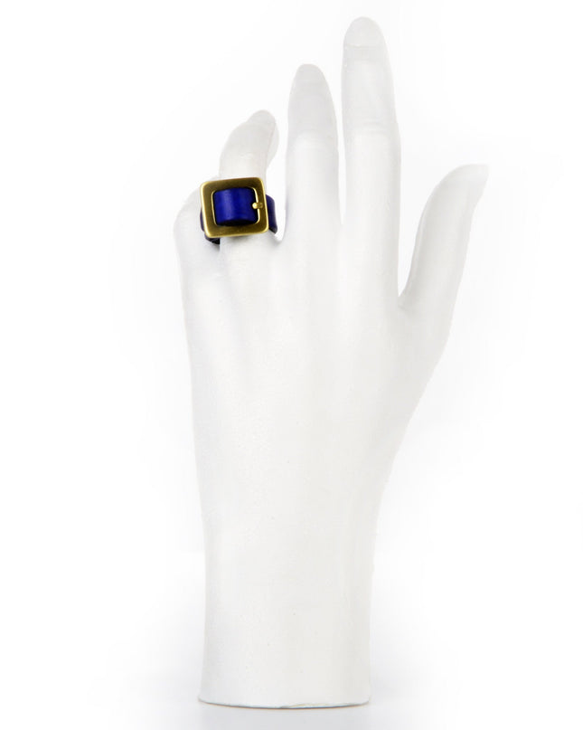 Bague en cuir bleu - Design élégant et moderne