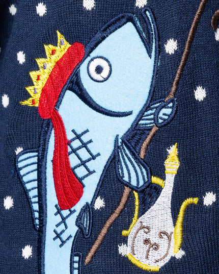 Pull de Noël pour femme avec trois poissons sages