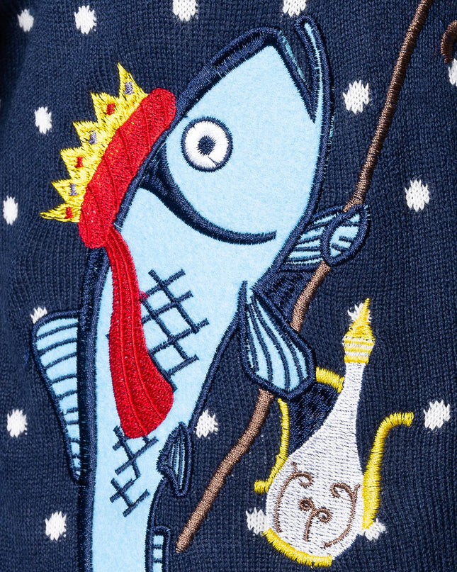 Pull de Noël pour homme avec trois poissons sages