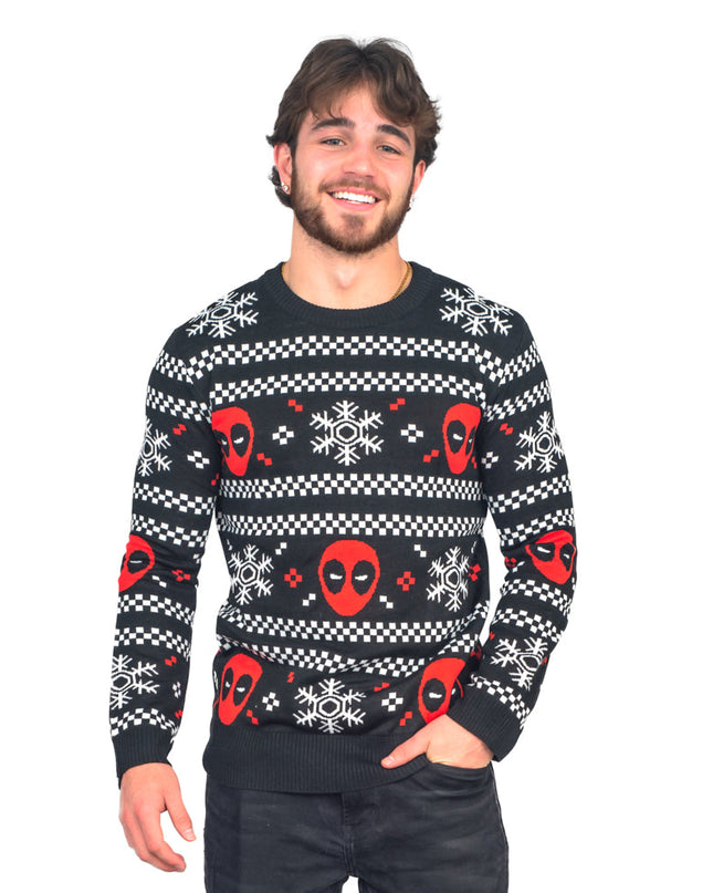 Pull de Noël moche à rayures Deadpool Holiday