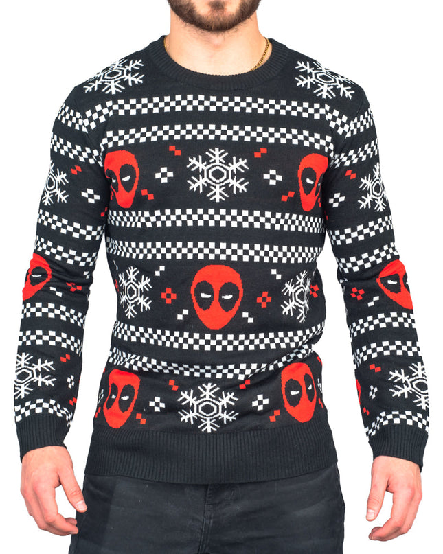 Pull de Noël moche à rayures Deadpool Holiday