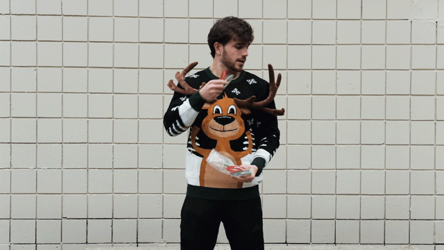 Jeu de lancer d'anneaux de renne en 3D Pull de Noël moche