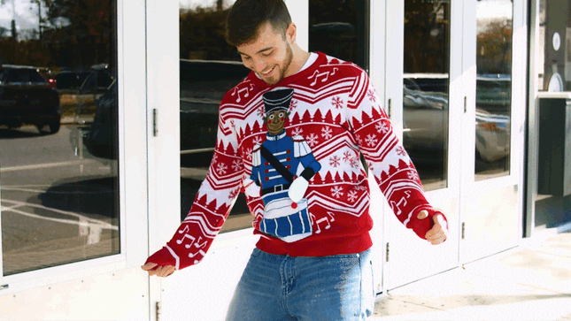 Pull de Noël moche animé de Flappy Drummer Boy