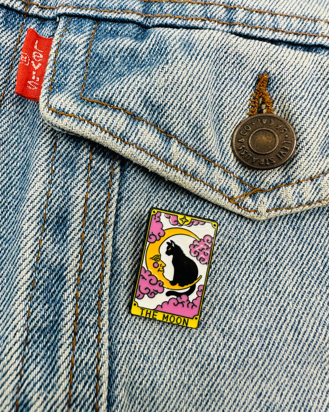 Broche Tarot Chat | La Lune | Accessoires d'Halloween