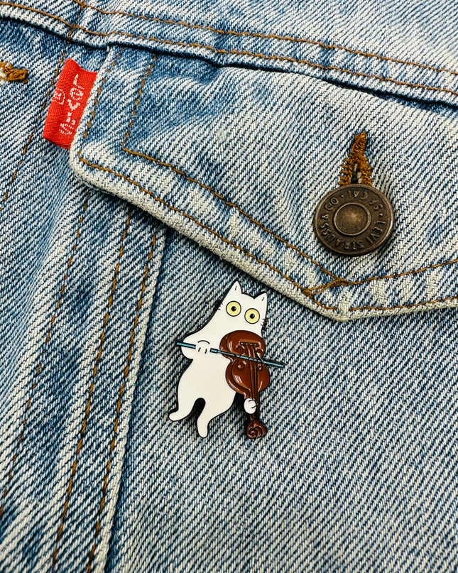 Broche Chat Violoniste | Pyjamas et accessoires de Noël pour toute la famille