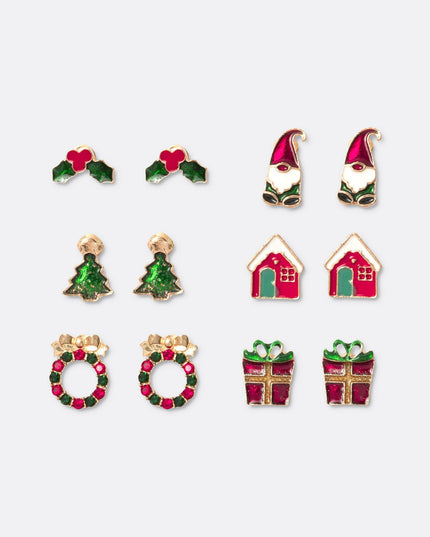 Lot de 6 petites boucles d'oreilles de Noël