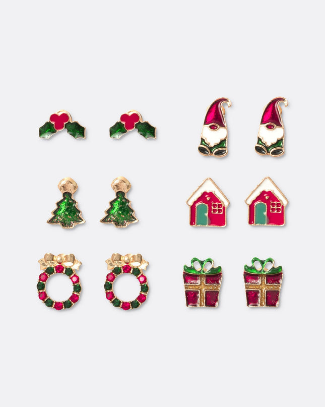 Lot de 6 petites boucles d'oreilles de Noël
