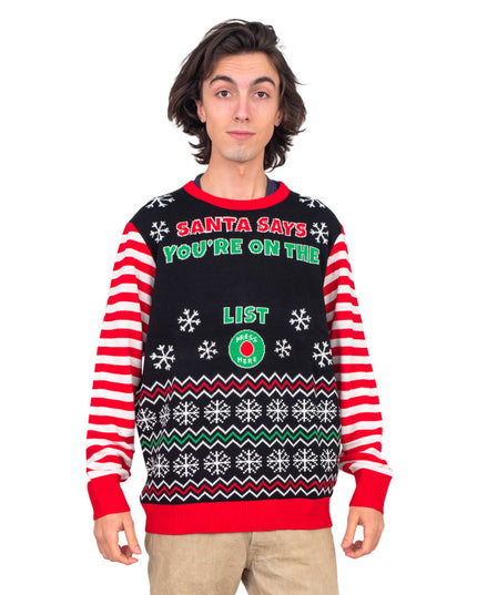 . Le Père Noël dit : Pull de Noël interactif à LED –