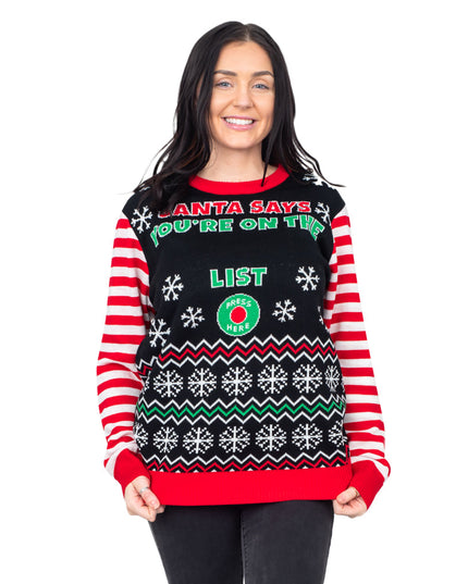 . Le Père Noël dit : Pull de Noël interactif à LED –