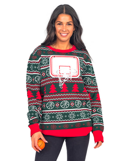 Pull de Noël moche en 3D avec filet de basket