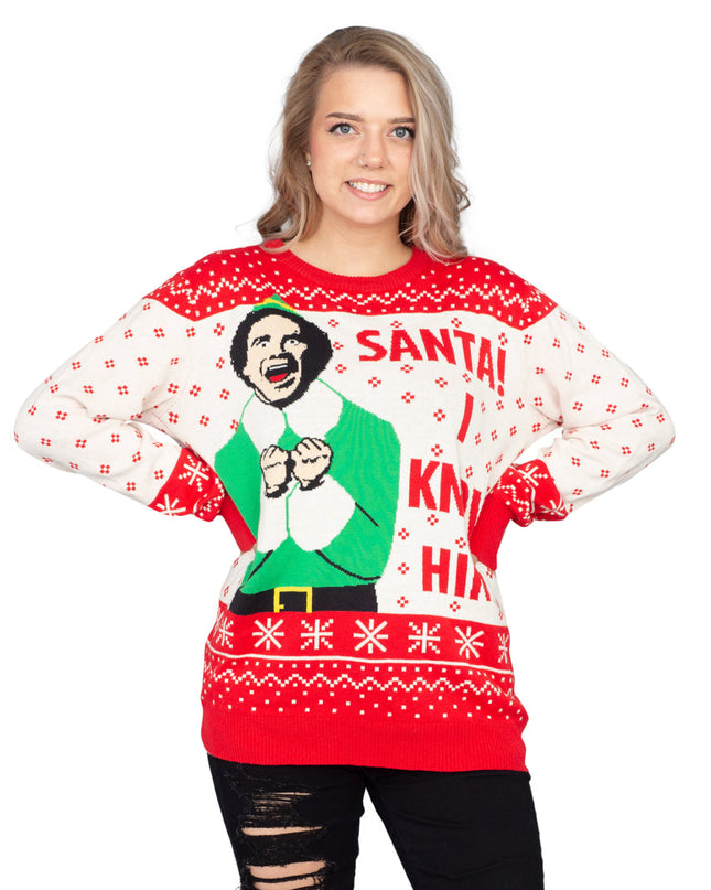 Pull de Noël pour femme « Elfe Buddy Santa Je le connais »