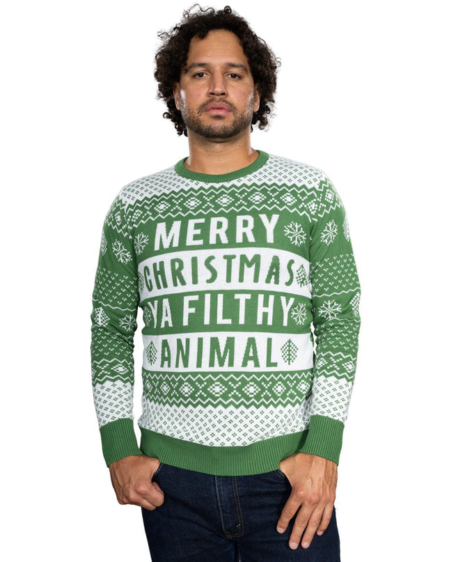 Pull de Noël unisexe vert animal sale