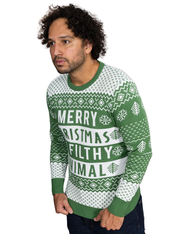 Pull de Noël unisexe vert animal sale