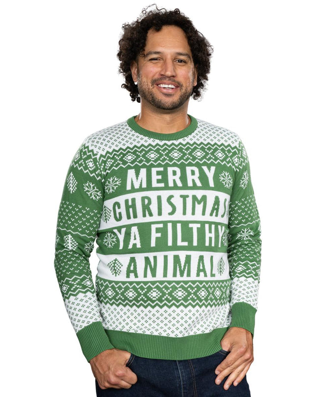 Pull de Noël unisexe vert animal sale
