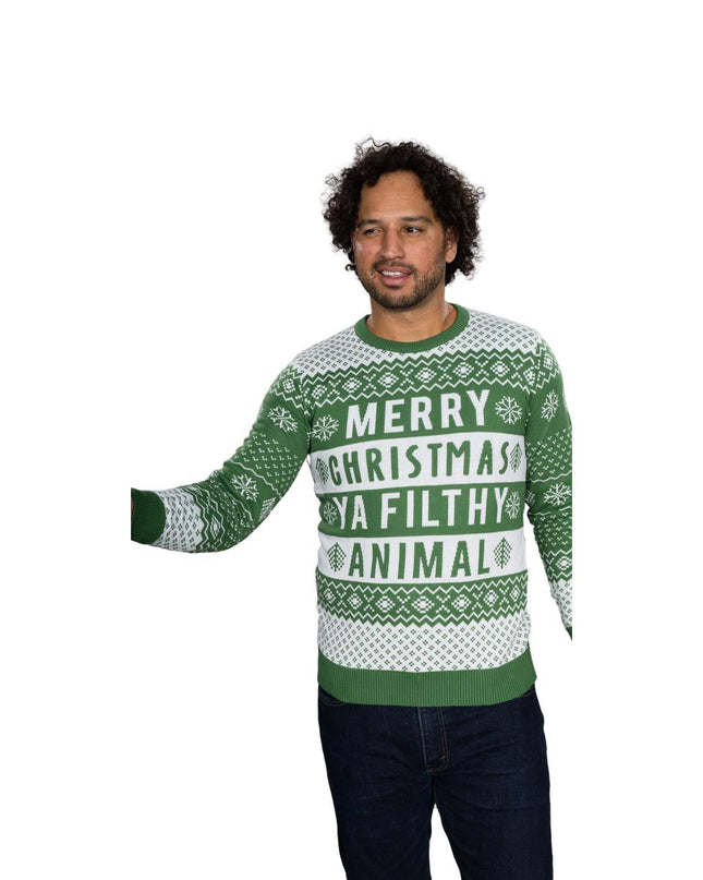 Pull de Noël unisexe vert animal sale
