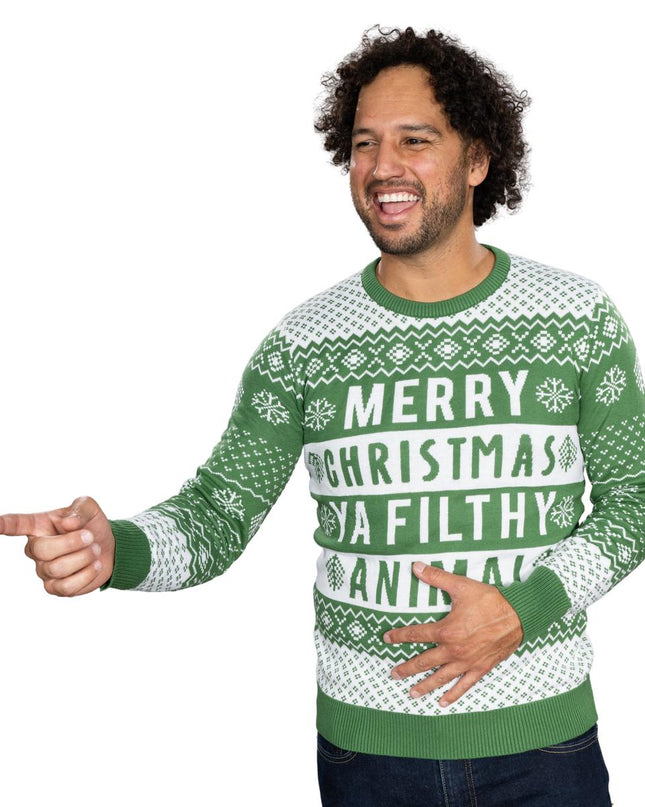 Pull de Noël unisexe vert animal sale