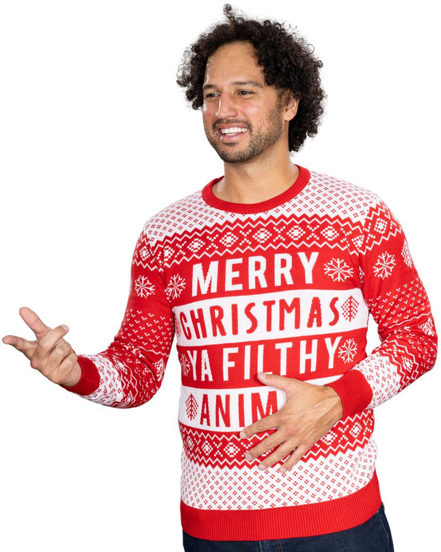 Pull de Noël unisexe rouge Filthy Animal