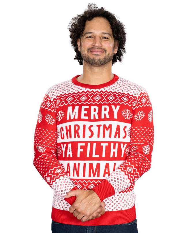Pull de Noël unisexe rouge Filthy Animal