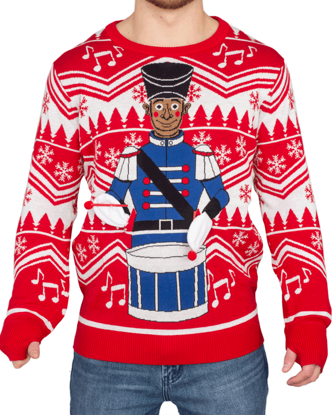 Pull de Noël moche animé de Flappy Drummer Boy