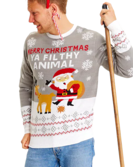 Joyeux Noël, sale bête, pull gris
