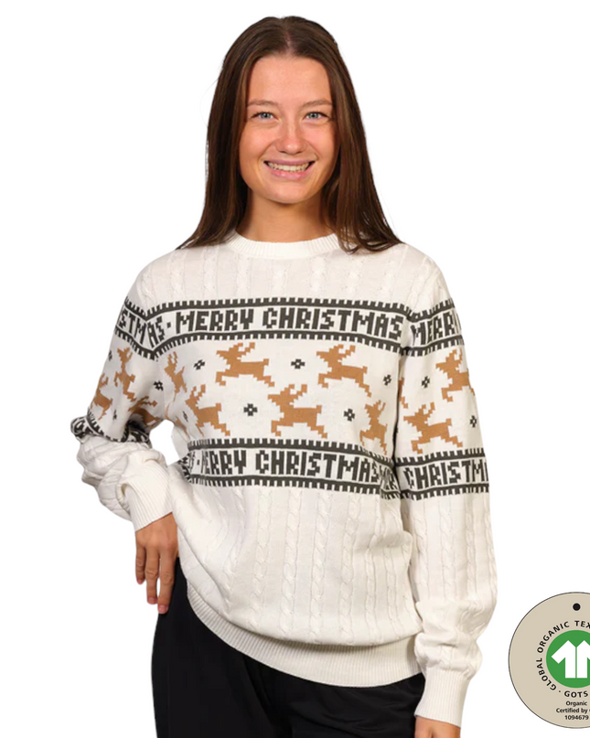 Pull de Noël Marius pour femme, blanc traditionnel et élégant