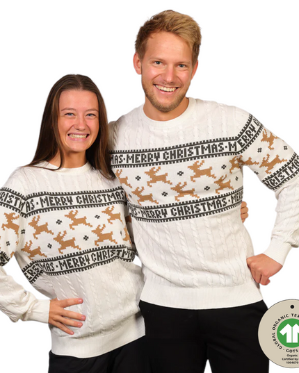 Pull de Noël Marius pour femme, blanc traditionnel et élégant