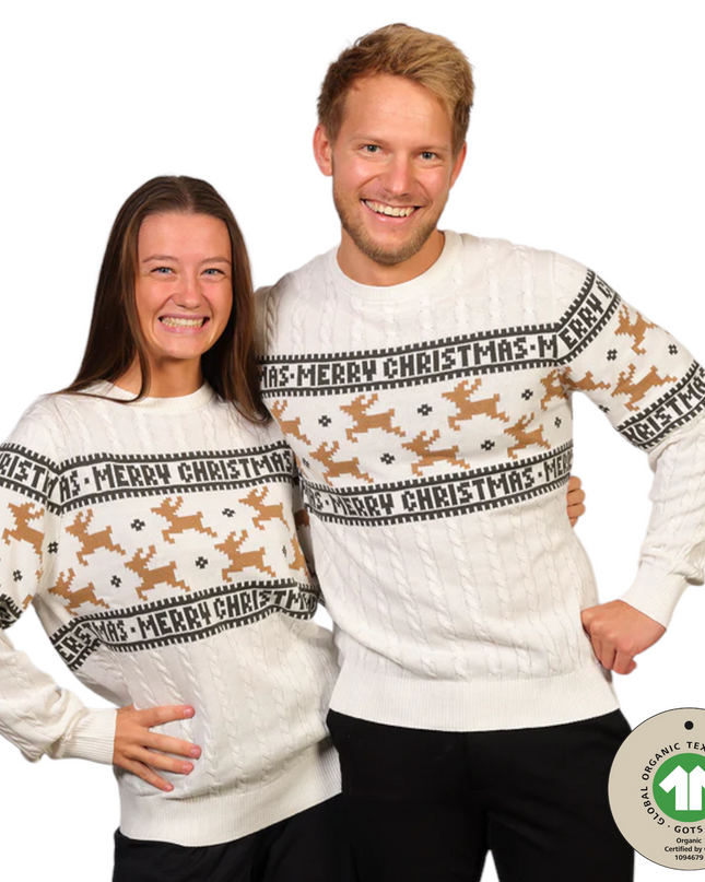 Pull de Noël Marius pour femme, blanc traditionnel et élégant