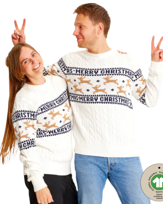 Pull de Noël Marius pour femme, blanc traditionnel et élégant