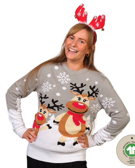 Pull de Noël Marius pour femme avec deux adorables rennes