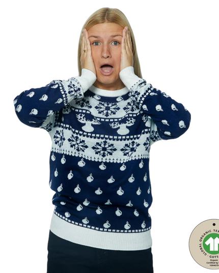 Pull de Noël bleu classique pour femme de Marius