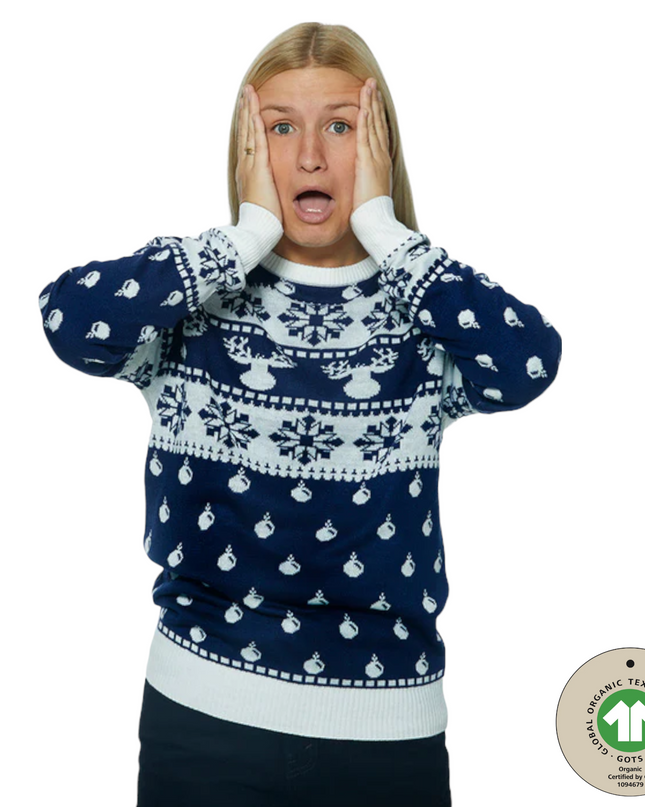 Pull de Noël bleu classique pour femme de Marius