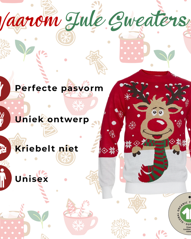 Rudolph avec son pull de Noël à écharpe