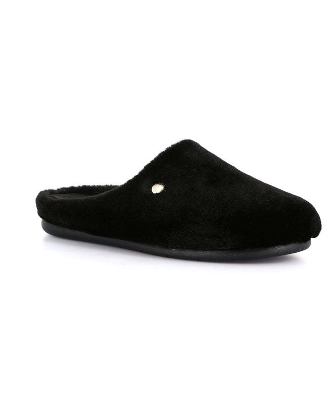 Grünland Women's Faux Fur Slippers in Black for Stylish Footwear