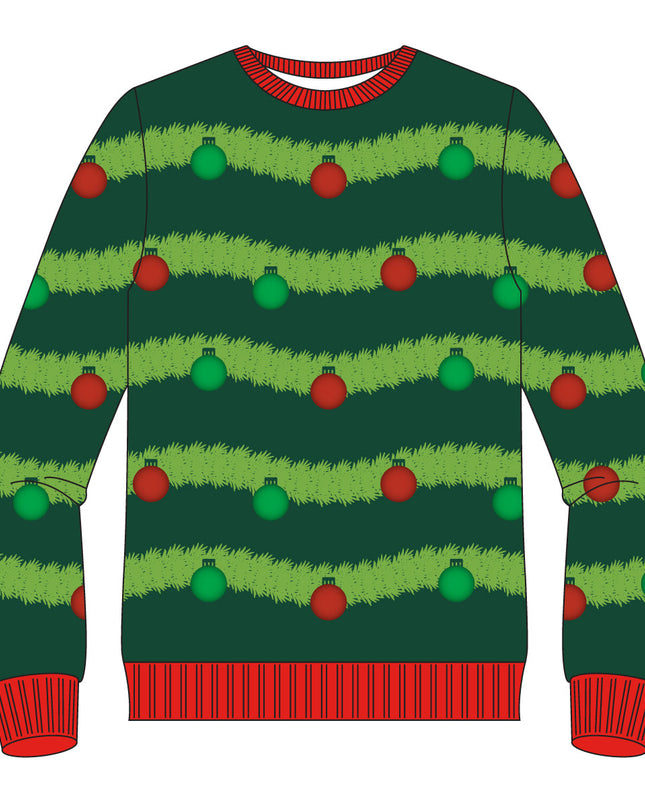 Guirlande verte 3D et ornement Pull de Noël moche