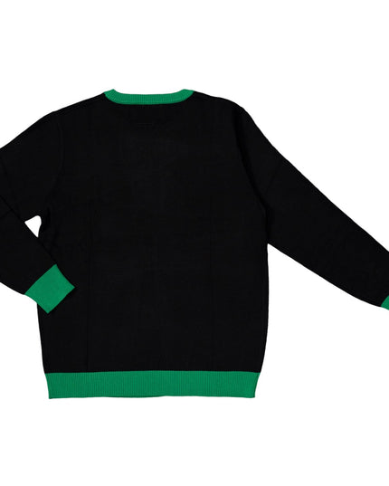 Pull moche unisexe avec monstre de dessin animé vert faisant un doigt d'honneur