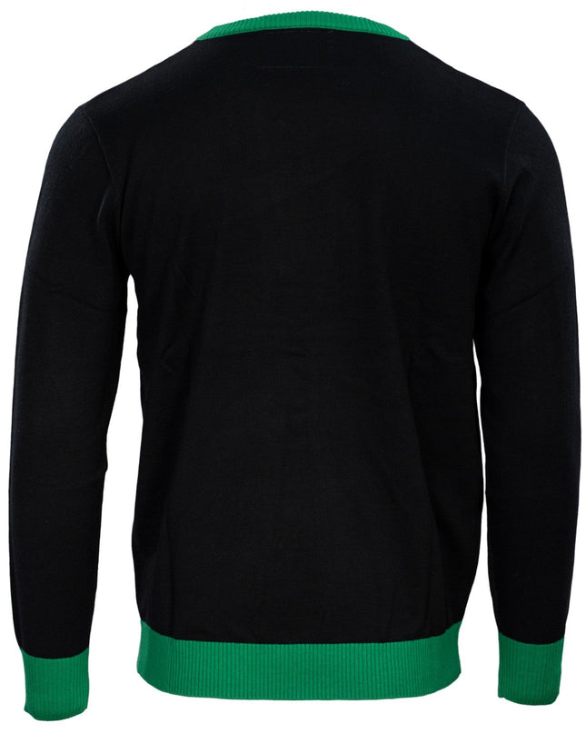 Pull moche unisexe avec monstre de dessin animé vert faisant un doigt d'honneur