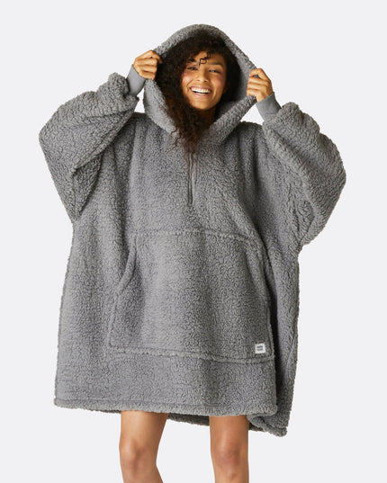 Sweat à capuche gris en sherpa HappyHoodie