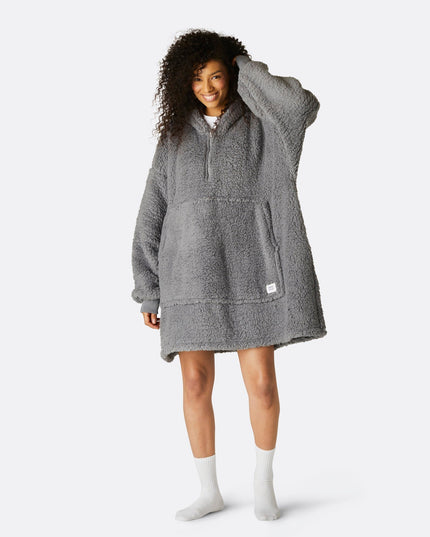 Sweat à capuche gris en sherpa HappyHoodie