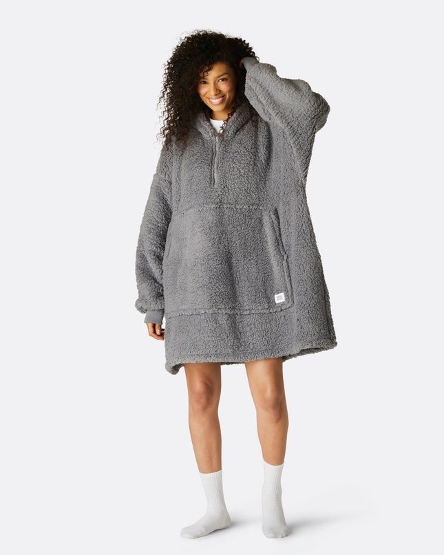 Sweat à capuche gris en sherpa HappyHoodie