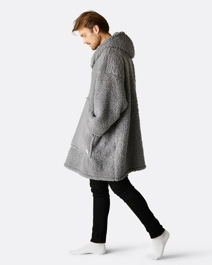 Sweat à capuche gris en sherpa HappyHoodie