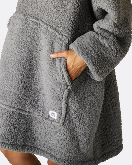 Sweat à capuche HappyHoodie gris sherpa pour adultes - Confort best-seller