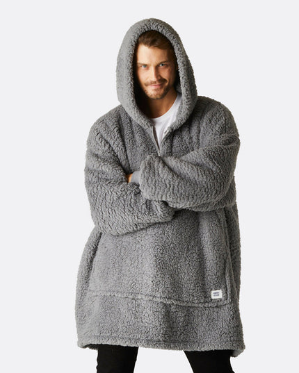 Sweat à capuche gris en sherpa HappyHoodie