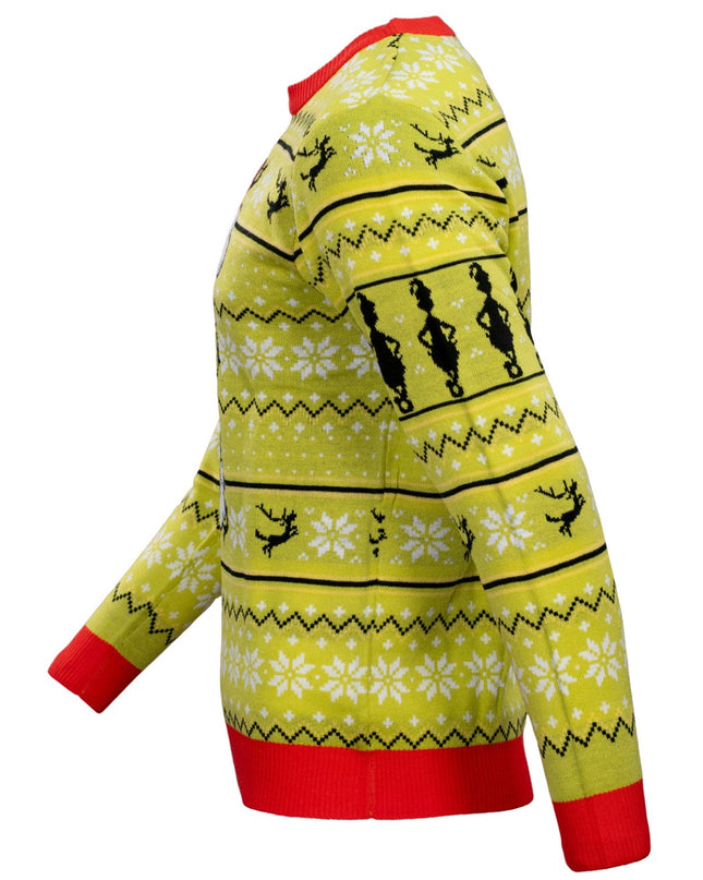 Pull de Noël moche pour adulte avec bonnet de Père Noël Grinch